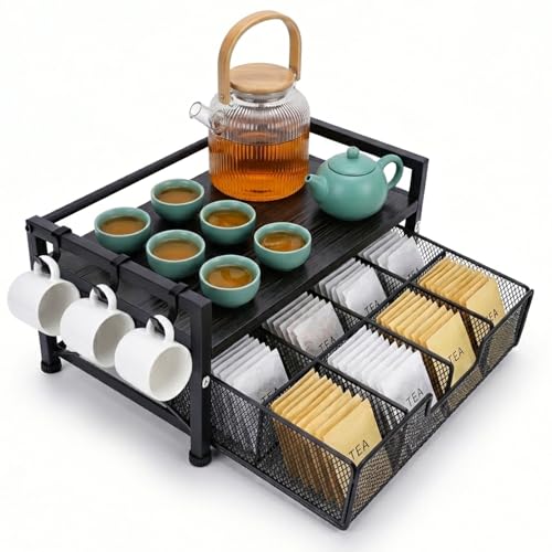 Wooden Tea Station Chest with a Drawer