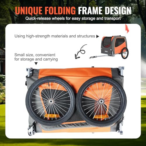 VEVOR Hundeanhänger 30 kg 2in1 Fahrradanhänger Kohlenstoffstahl + 600D Oxford-Gewebe + PP faltbar 1440 x 720 x 779 mm als Anhänger 1400 x 720 x 830 mm als Kinderwagen Hundebuggy Jogger Anhänger