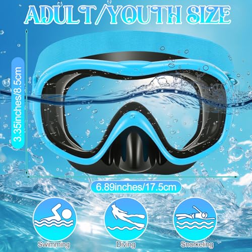Relaxweex 3 Pcs Adult Youth Swim Goggles with Nose Cover Elastic Strap View Clear Waterproof for Snorkeling Diving Swimming(Black, Light Blue, Pink) — view 2