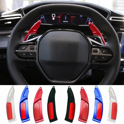 VeroCh 2 uds Coche Volantes Aluminio extensión Marchas Pomos de Palanca de Cambios, para Peugeot 208 308 508 Allure PSE 2008 3008 5008 SW GT Line R Hybrid Perilla de Cambio Extensible,A/Red