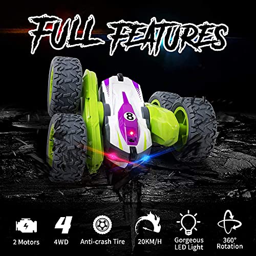 Image of GRAPHENE Remote Control Car 2.4GHZ Rechargeable Mini RC Crawler Stunt Car Toys for Boys Double Sided 360Rotation Kids Gifts Year Old Boys Girls Gadgets for Boy,multicolor