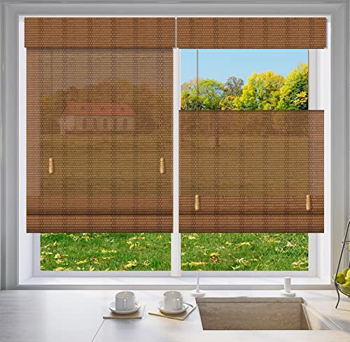 LETAU Bamboo Window Roman Shades, Top Down Bottom Up Wood Light Filtering Bamboo Window Shades, Pattern 1