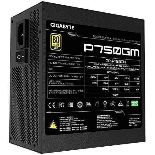Image of GIGABYTE GP-P750GM 750W ATX Power Supply | Fully Modular | 80 Plus Gold | Quiet Fan | Compact Design