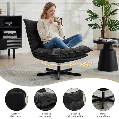 Sillón Plegable Tapizado Negro miniatura 5