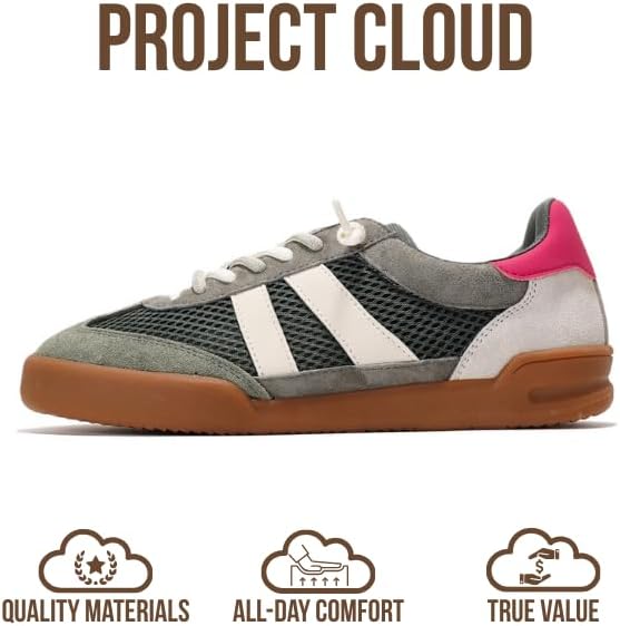 Project Cloud Genuine Leather Casual Sneakers for Women - Memory Foam Insoles Lace-Up Womens Shoes & Lightweight Women's Fashion Sneakers - Non-Slip Shoes for Women Footwear (Verdy) - Image 4