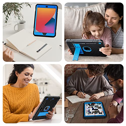 SIBEITU Case Compatible with iPad 9th Generation for Kids, with Pencil Holder Stand, Heavy Duty Rugged Case for iPad 10.2 inch