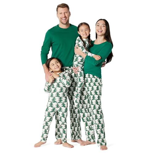 Amazon Essentials Damen Passende Weihnachts-Pyjama-Sets für die ganze Familie, Winterbäume, M