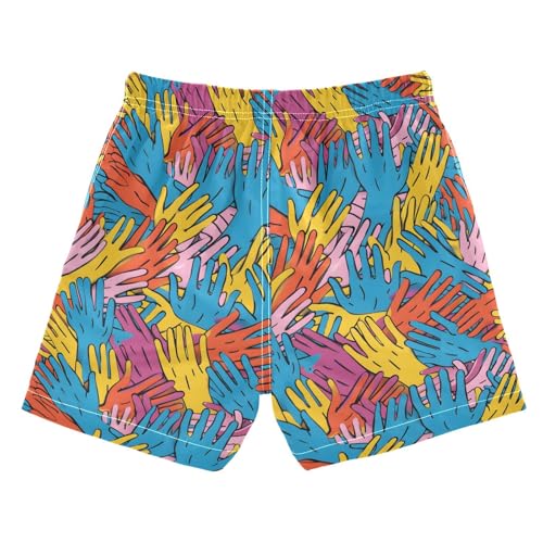 ALAZA Colorful Hand Boys Quick Dry Beach Board Shorts Kids Swim Trunks Bathing Suit Swimsuit 3T2