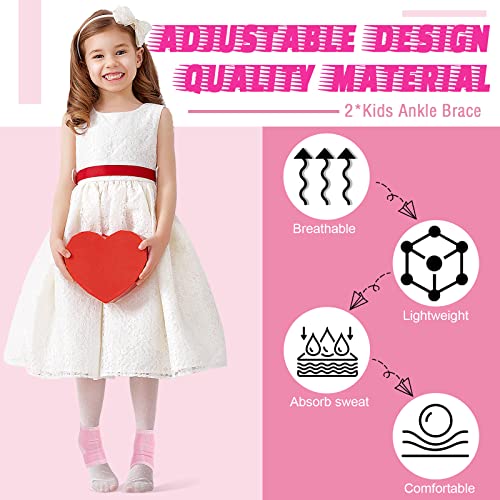 Image of Tarpop 2 Pairs Kids Ankle Brace Set Foot Support Stabilizer Wraps Protector Guard Knitted Ankle Sleeve Sock Support Compression Socks for Injury Prevention(Pink,Medium)