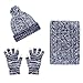 Produktbild FOSTAK Wintermütze Warm Beanie Strickmütze & Winter Schal und Fingerhandschuhe Strick Pashminas Fäustlinge Strickhandschuhe 3 in 1,Blau