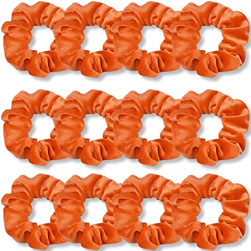 VENUSTE Orange Scrunchies, Premium Velvet Scrunchy for Hair Solid Colors Thick Hair Bands