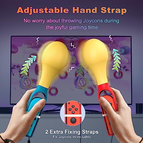 TiMOVO Maracas Grips for Nintendo Switch Samba de Amigo, (2-Pack) Ergonomic Maracas Shaker Rattles Hand Grips, Grips Compatible with Nintendo Switch OLED Model 2021/Switch Joycon, Red & Blue