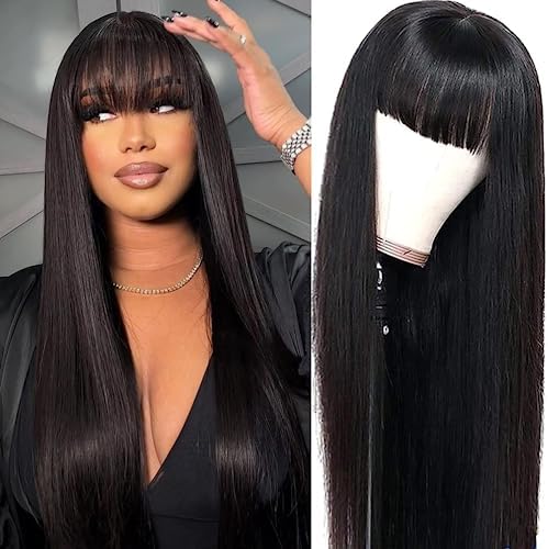 Short Wolf Cut Straight Bob Human Hair Wigs With Bangs For Women Hair Wigs