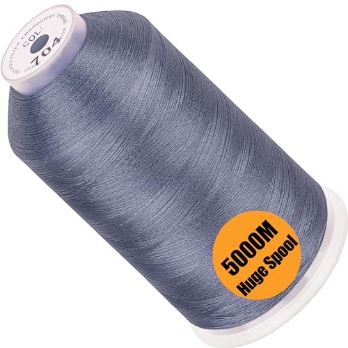 Image of New brothread - Single Huge Spool 5000M Each Polyester Embroidery Machine Thread 40WT for Commercial and Domestic Machines - Pewter