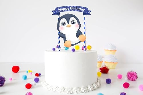 Miniatura 3 de Decoración para pastel de pingüinos bonita decoración de cumpleaños de pingüino para fiestas infantiles, baby shower, invierno de las maravillas o
