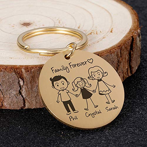 Preisvergleich Produktbild Kreativer Schlüsselanhänger Familie Geschenke Love Schlüsselanhänger Customized Namensschlüsselring Personalisierte Haustier gravierte Geschenke for Eltern Kinder anwesend Bag Schlüsselanhänger Sicher