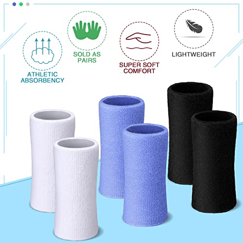 Image of WILLBOND 6 Inch Wrist Sweat Bands for Men Women Tennis Elastic Athletic Long Sweatband Wrist Absorbent for Basketball Tennis Running Outdoor Activity
