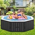Mosener 75" X 75" X 25" Hottub, 4-6 Person Inflatable Hot Tub, Portable Blow Up Hot Tub Octagonal Portable Outdoor Spa with 130 Bubble Jets and Heater Pump, Filter