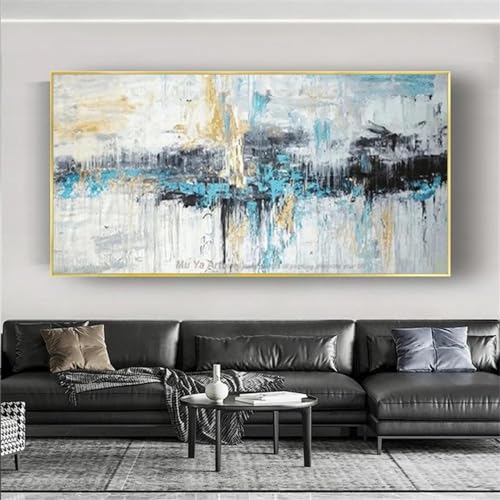 Tableau moderne abstrait nuage bleu 80x160cm encadré YAJNILUCK
