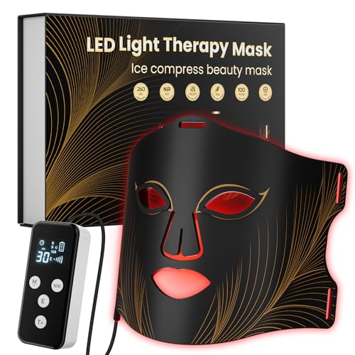 Máscara LED Facial con Terapia de Luz Roja y Almohadilla Fría, 8 ...