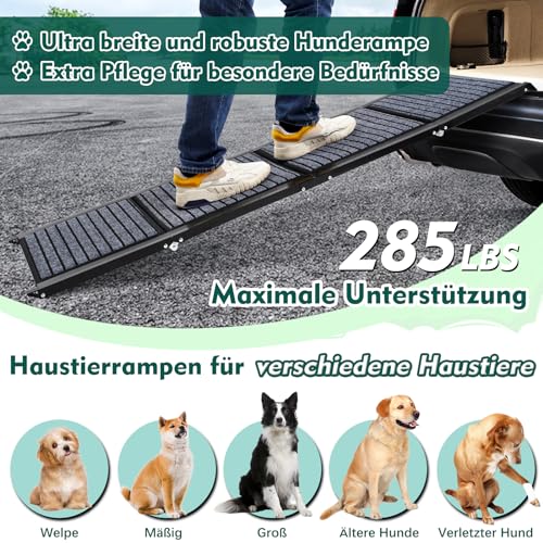 Längste 180cm & Breiteste 50cm Hunderampe,Faltbare Hunderampe Auto mit Rutschfester Teppich, Klappbar für Outdoor Stufen,Hundetreppe Auto für Mittlere & Große Hunde in EIN SUV & LKW