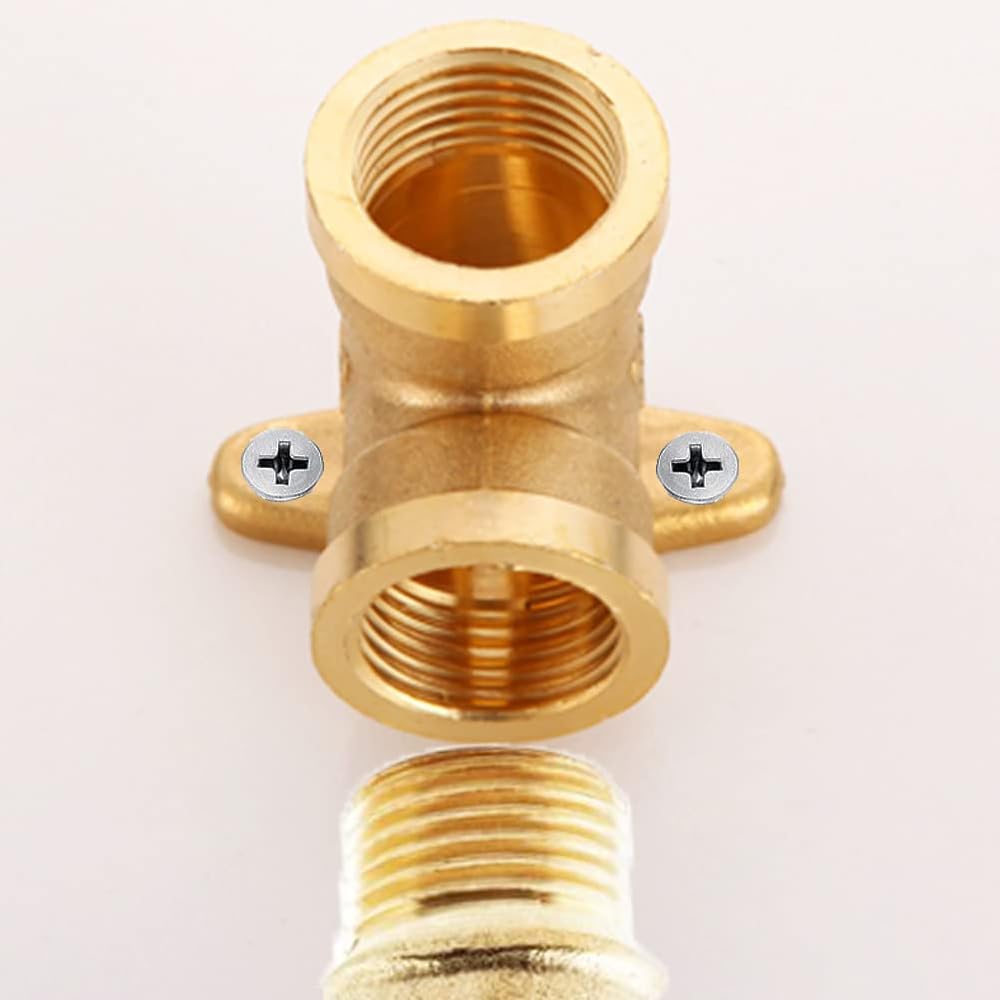 2 codos de 90 grados, placa de pared de latón de 1/2 pulgada, accesorios de fontanería con placa base (modelo A)