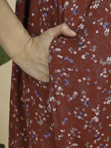Image of 9shines Label Stylish Alpine Nighty Maxi for Women | Full Length Trendy Nightgown | Premium Nightdress | Nightwear | Embroidery Nighty with Pockets (2892)