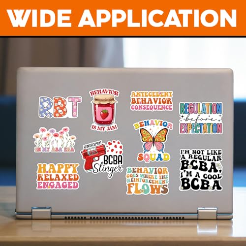 Image of MAIANEY [10Pcs, 3 inchx3 inch] ABA BCBA RBT Stickers, Behavior Analysis Vinyl Decals for Therapists, Teachers, Students - Funny Autism Therapy Waterproof for Laptop, Water Bottle, Mental Health Stickers