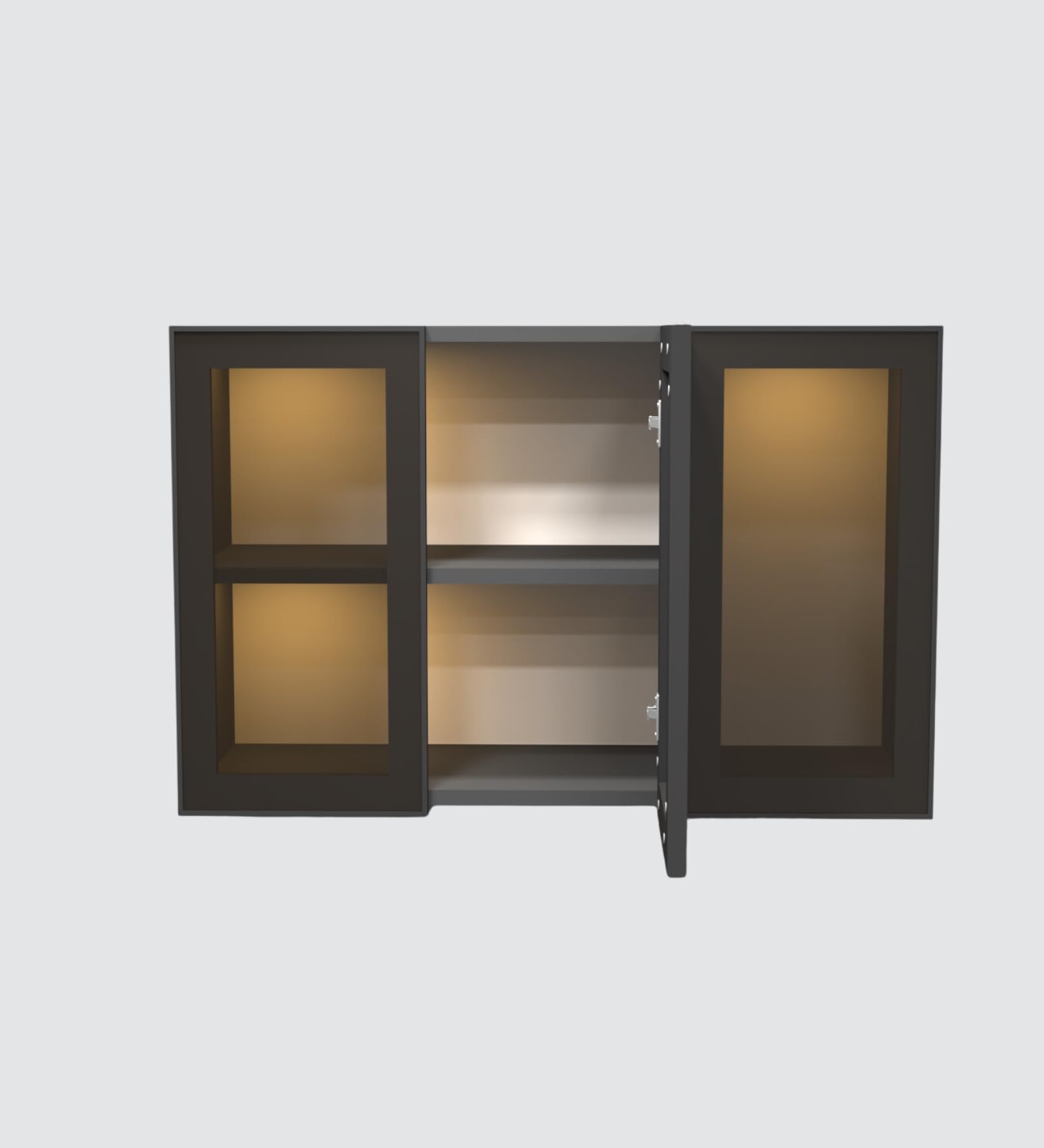 SPECIALITY PANELS Aluminium Black Profile 3 Door Wall Cabinet | Brown Tinted Glass Handless Shutters | Wall Mounted Kitchen Storage Cupboard | Modern Space Saving Organizer (Slate Grey Finish)-picture-28