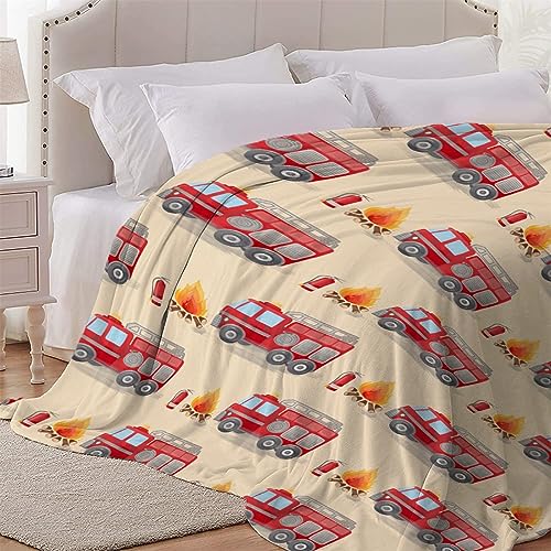 Image of Fire Truck Fireman Blanket Gifts Super Soft Fleece Throw Blankets Cozy Flannel Air Conditioning Blanket Blanket for Couch Bed 50x40 in for Kid