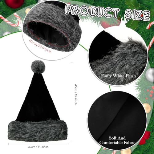 Image of Vicenpal 20 Pcs Santa Hats Bulk for Adults, Grey Black, Classic