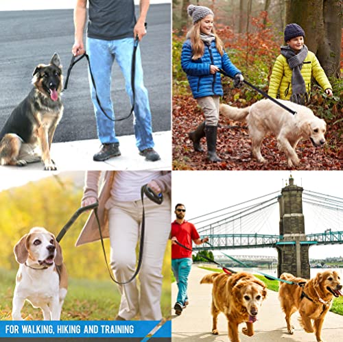 Heavy Duty Dog Leash - 2 Handles by Padded Traffic Handle for Extra Control, 6foot Long - Perfect for Medium to Large Dogs (6 ft, Black) - Thumbnail 6
