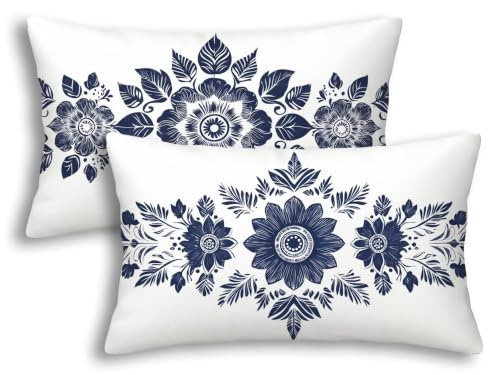 Housse de coussin extérieur 50x80cm imperméable en lin déperlant double face chic - 2