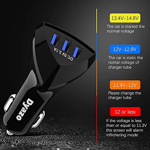 Image of Dyazo USB 2.4 Amp Car Charger Adapter 3 Port Compatible for Cellular Phones, iPhone X /Xr /Xs /Max /8 /7 /Plus, Vivo, Oppo, Galaxy, HTC and All Other Mobile Phones with Free 3 in 1 Cable, Black