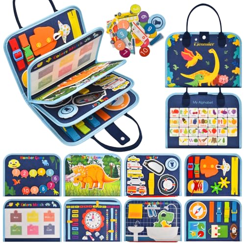Image of Busy Book for Toddlers 1-3, Montessori Toys Busy Board for 1 2 3 4 Year Old Boy Girl Birthday Gift Educational Learning Quiet Activity Book Airplane Car Travel Toys for Tollders Kids 1-3