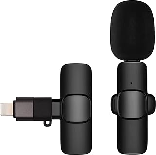 Chusui Mini microfone de lapela sem fio com clipe omnidirecional microfone transmissor receptor Sistema de microfone com porta Type-C Substituição do adaptador Wind Muff para smartphone iOS Android Li
