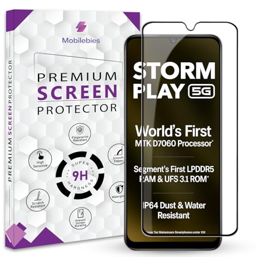 Image of Mobilebies Premium Tempered Glass Screen Protector Guard For Lava Storm Play 5G (6.75 Inch, Pack of 1) | Scratch Resistant Edge to Edge Coverage With Easy to installation kit