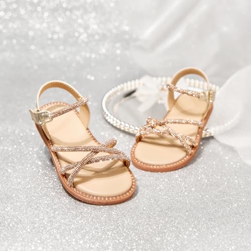 Image of PHIRAMIN Toddler Flower Girl Sandals - Girl Dress Shoes Toddler Little Kid Wedding Party