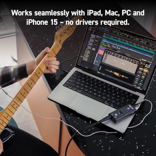 Image of IK Multimedia iRig USB Guitar Audio Interface - 24-bit 48 kHz Music Recording Studio Equipment Include USB C Cable For iPad, Mac And PC, Guitar Accessories, Recording Device