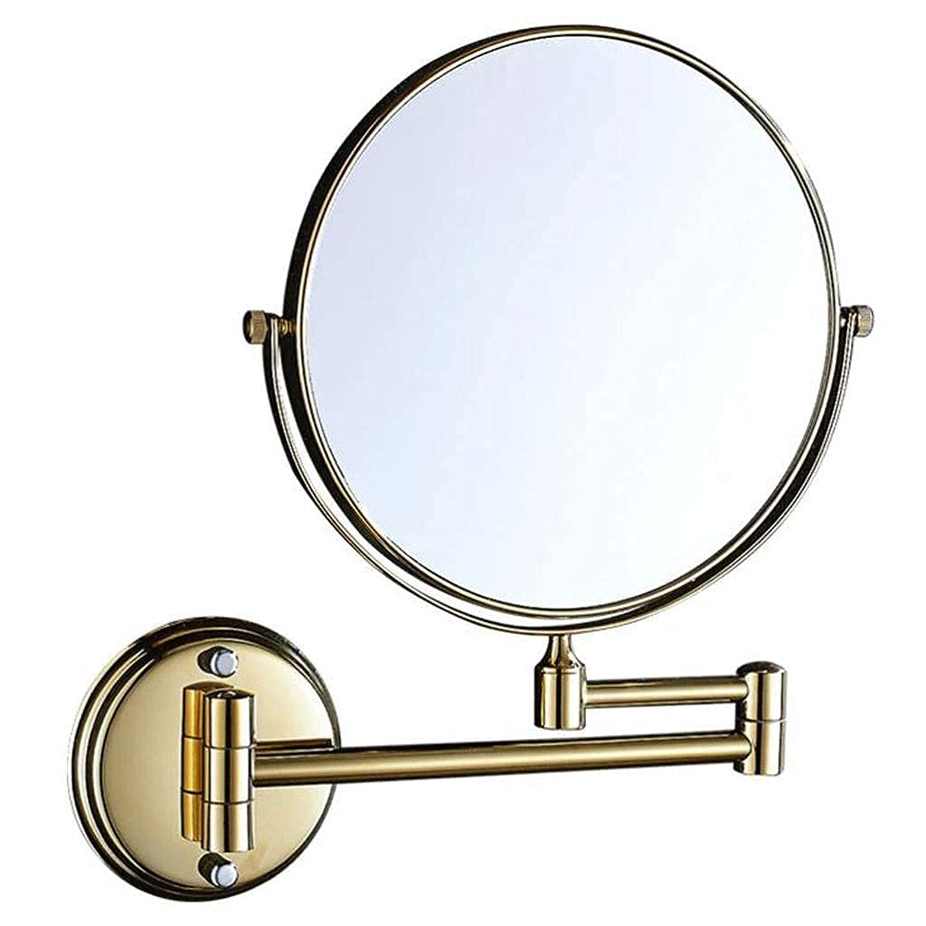 CFGJerWR Wall-mounted cosmetic mirror, Double-Sided 3X Magnification Copper Vanity Mirror - Wall Mounted Makeup for Bathroom(Gold)