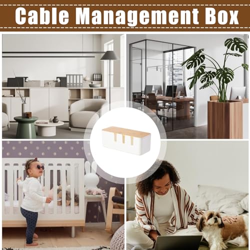Funda de gestión de cables y tapa de madera para ocultar regletas y proteger del polvo en cocina 6