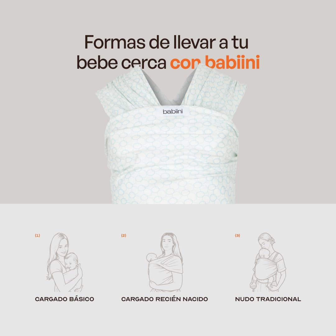 Fular Portabebés Recién Nacidos, Ajustable y Elástico, Ergonómico y Transpirable, Ideal para Porteo de Bebés de 3.2kg - 12kg – Fácil de usar, Manos Libres y Lavable a Máquina