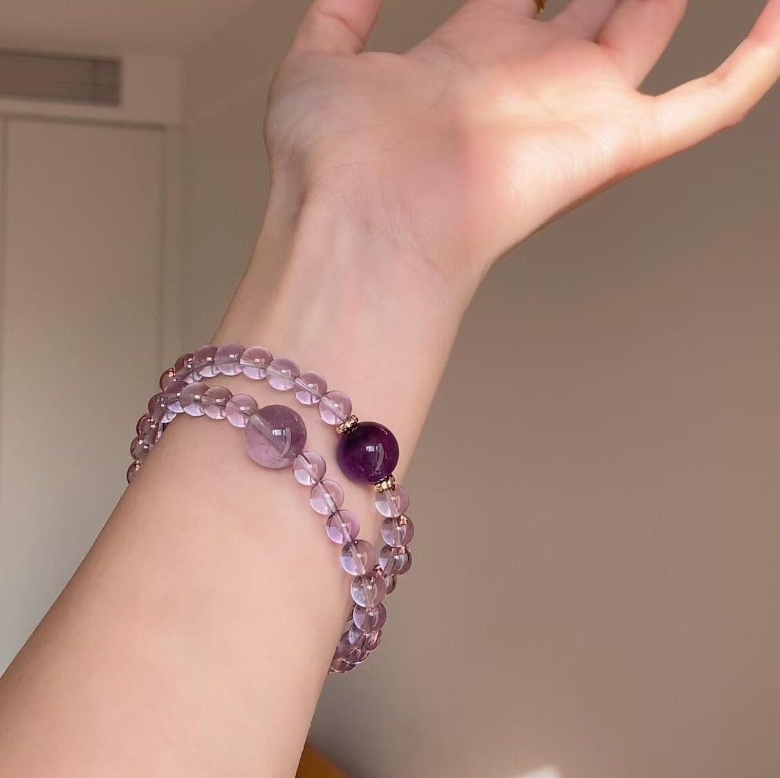 Pulsera Suerte Pulsera De Doble Círculo De Amatista 6mm