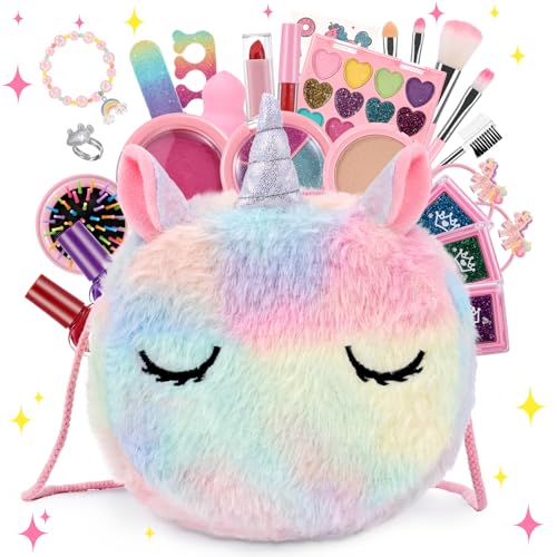Maquilhagem para Meninas, Anpro Kit de Maquilhagem para Meninas, Jogo de Maquilhagem para Crianças, Maquilhagem Lavável e Segura para Meninas, Brinquedo de Maquilhagem para Aniversário 3 4 5 6 7 8 9