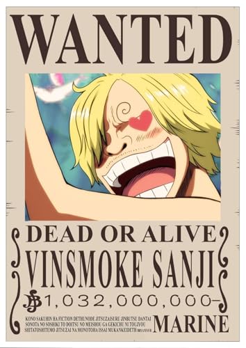 Image of Mangamuse One Piece Wanted Posters | One Piece Bounty Posters for wall | Anime Wall Art Decor Poster | 350 GSM Paper A4 29.7 x 21cm (Sanji)