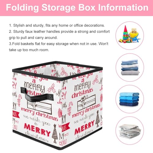 Boîte de rangement cube pliable en tissu avec poignées ergonomiques - 4