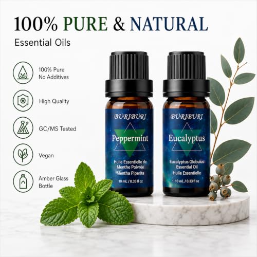 Image of BURIBURI Eucalyptus Peppermint Essential Oil Set for Diffusers 10MLx2