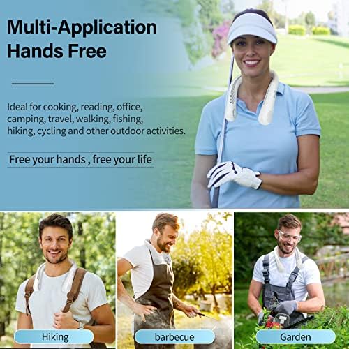 HandFan 5000mAh Portable Neck Fan Bladeless, Hanging Hands Free Fan, Strong Airflow USB Personal Fan, 3 Speeds, 15H Working Time Rechargeable For Outdoor Travel Home Office Sports