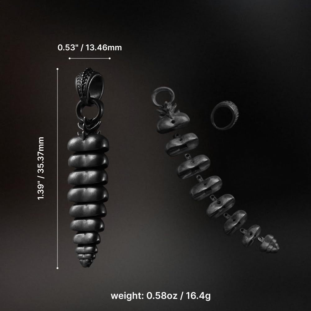 COPPERTIST.WU Ciondolo a forma di coda di serpente a sonaglio per collana, gioielli fidget in ottone, regalo per donne e uomini amanti dei serpenti