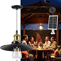 FabStyl Solar Hängeleuchte für Außen Innen Pavillon mit hoher Helligkeit, Solarlampen Pendelleuchte mit Fernbedienung & E27 Glühbirnen, IP65 Wasserdicht für Garten Pergola Garage